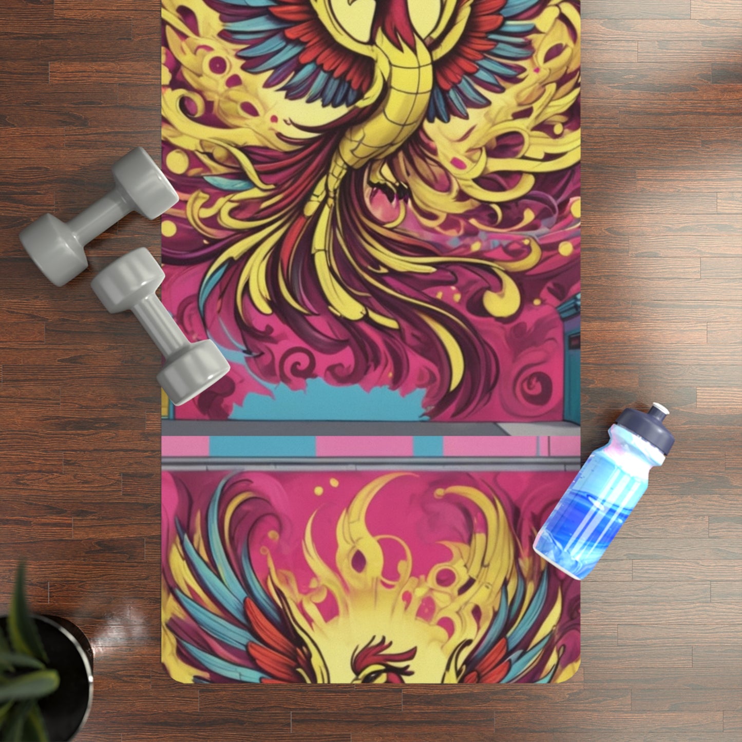 Vibrant Phoenix Yoga Mat - Eco-Friendly Rubber, Exercise Mat, Fitness Gift, Yoga Accessories, Meditation Essentials