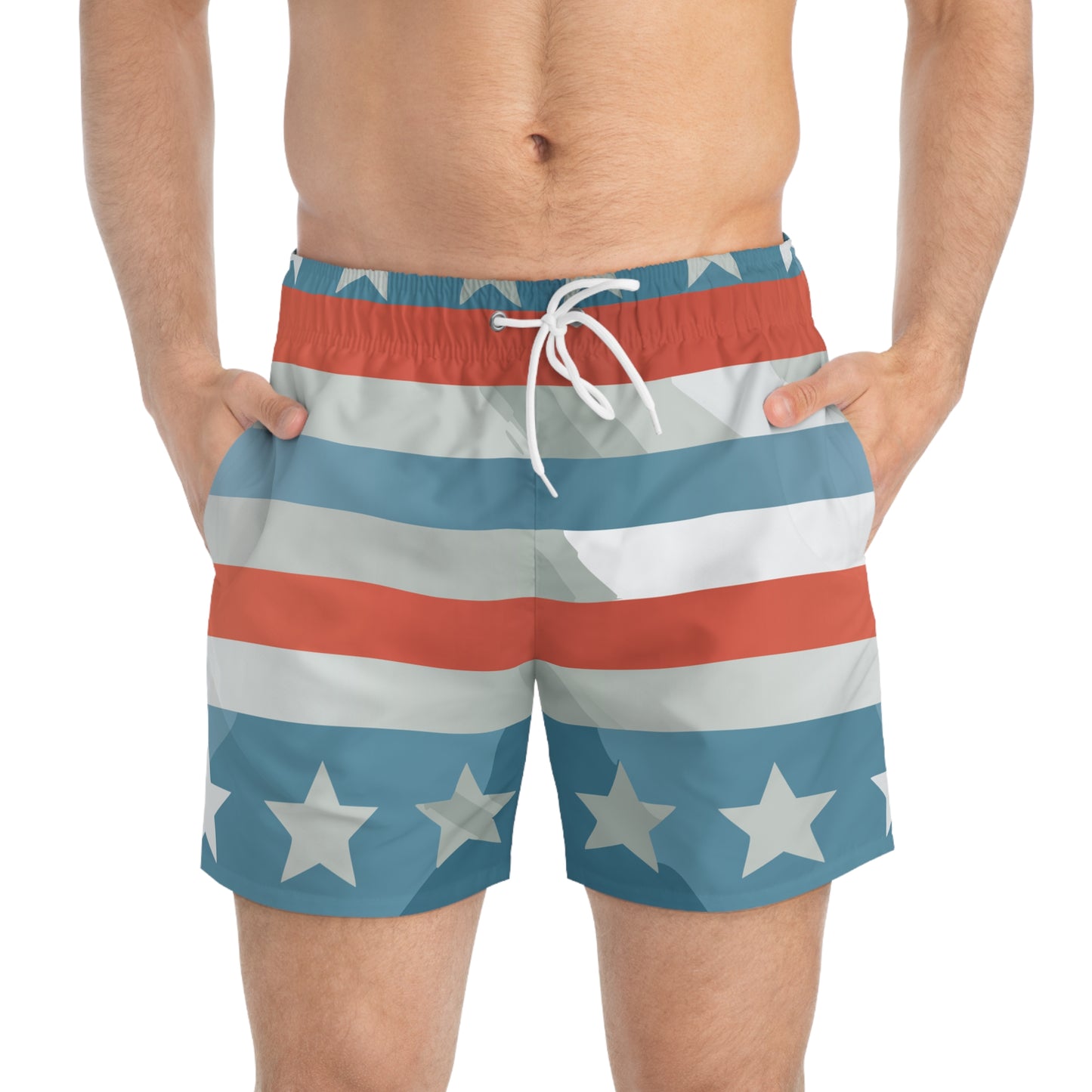 Patriotic Swim Trunks for Summer Fun | Stars & Stripes Design