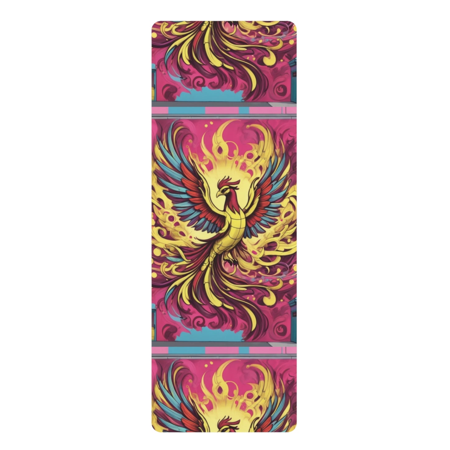Vibrant Phoenix Yoga Mat - Eco-Friendly Rubber, Exercise Mat, Fitness Gift, Yoga Accessories, Meditation Essentials