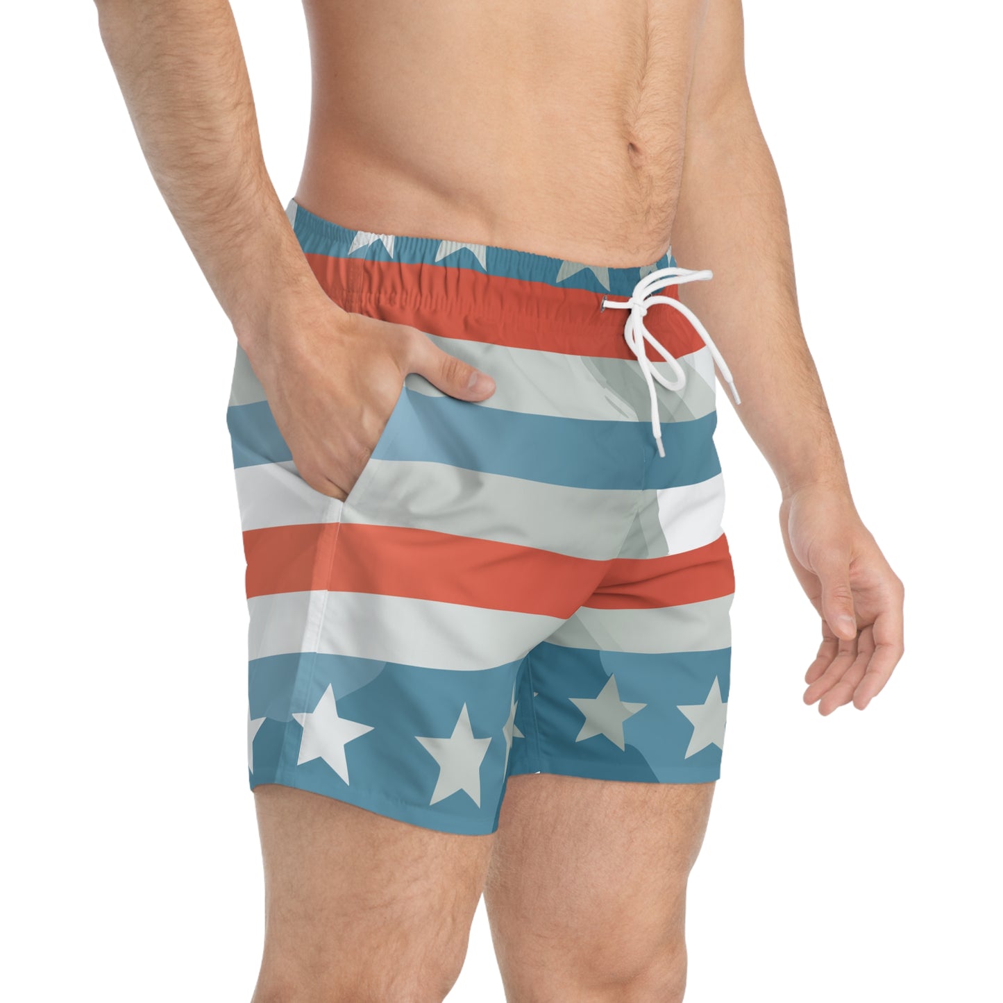 Patriotic Swim Trunks for Summer Fun | Stars & Stripes Design