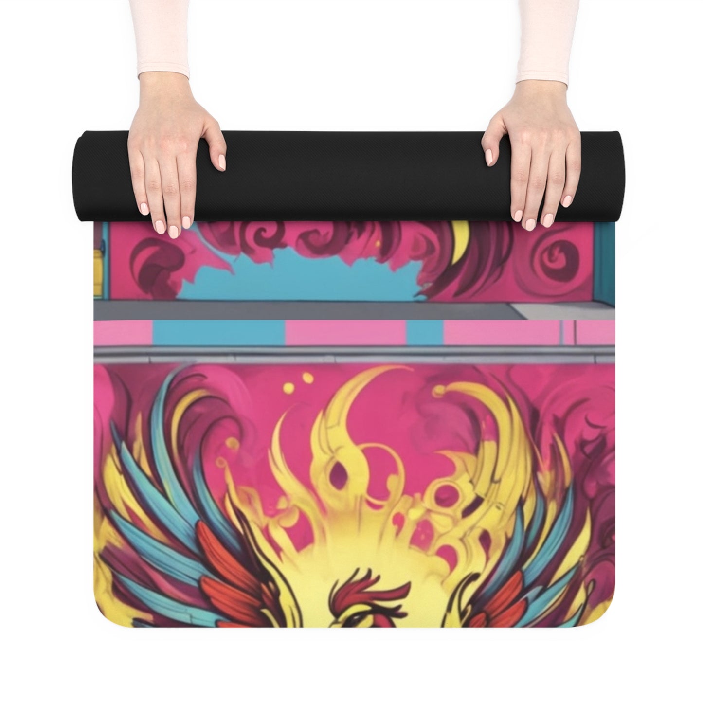 Vibrant Phoenix Yoga Mat - Eco-Friendly Rubber, Exercise Mat, Fitness Gift, Yoga Accessories, Meditation Essentials