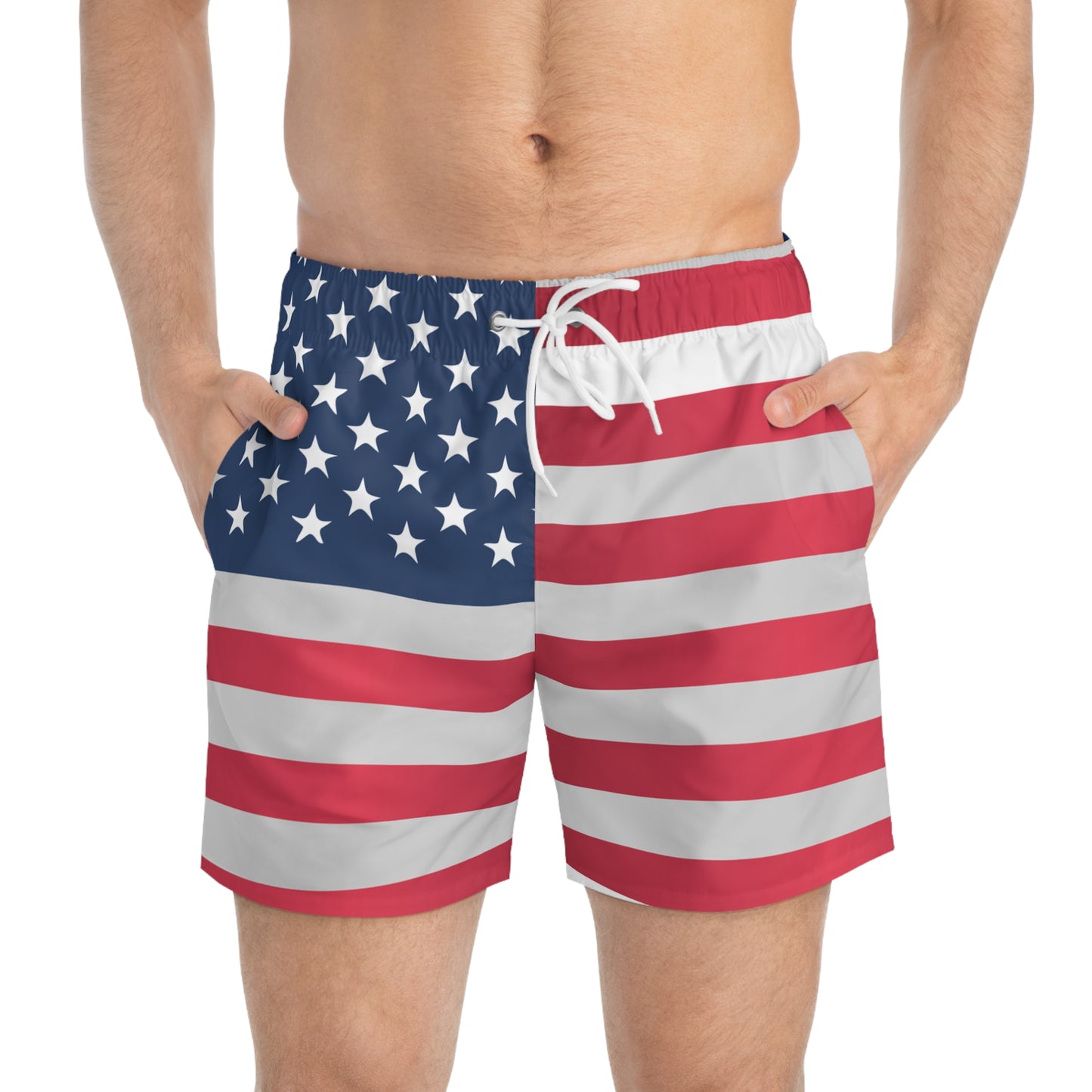 Patriotic American Flag Swim Trunks for Summer Fun
