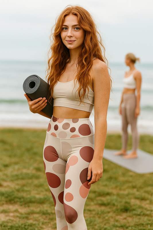 Chic High Waisted Yoga Leggings with Polka Dot Design - Comfortable, Stylish Activewear for Fitness Enthusiasts