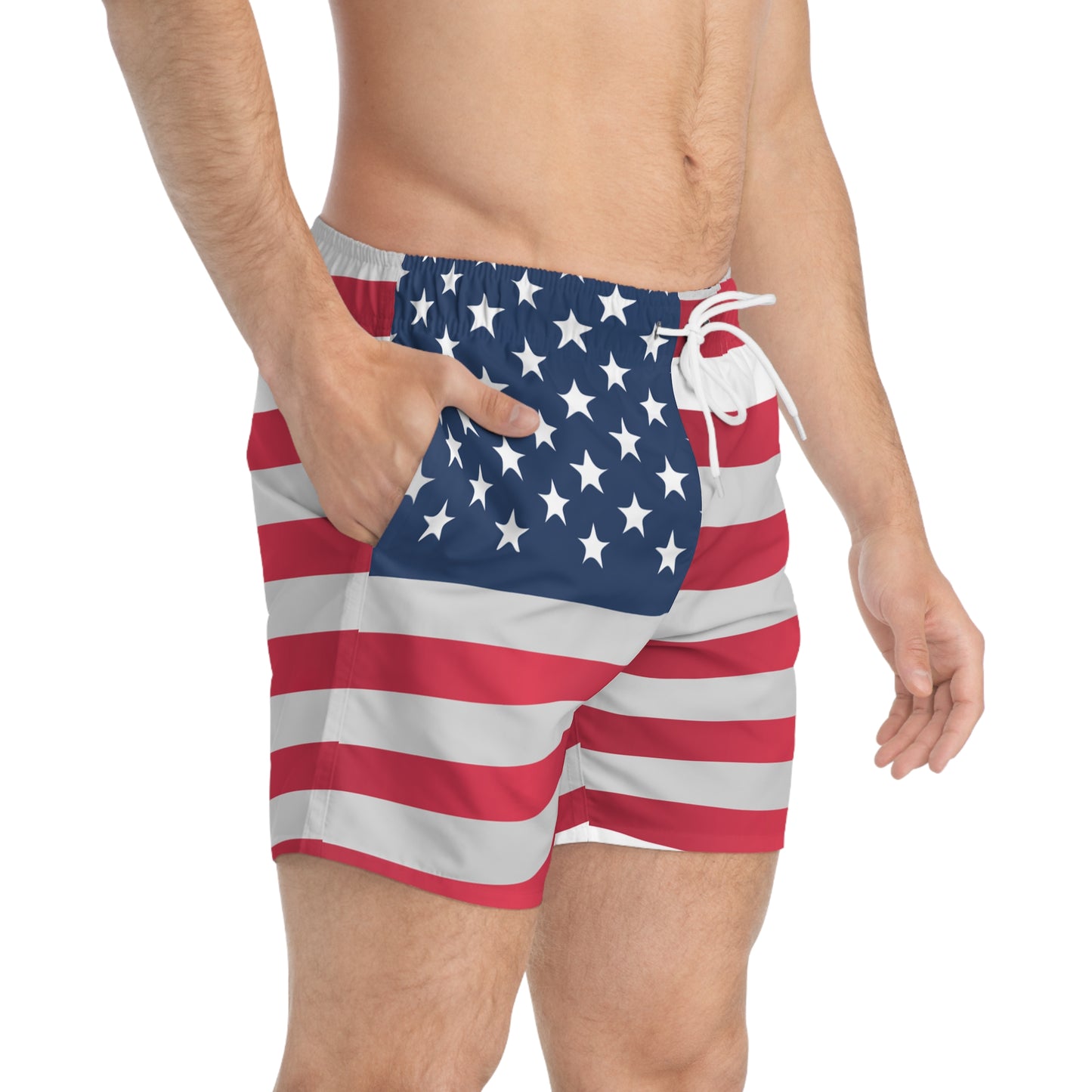 Patriotic American Flag Swim Trunks for Summer Fun