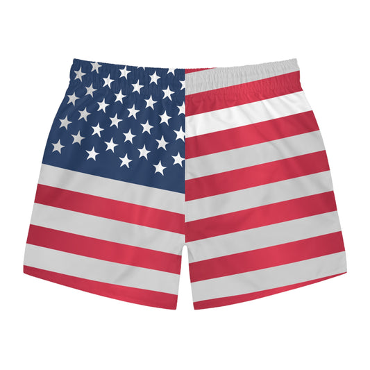 Patriotic American Flag Swim Trunks for Summer Fun