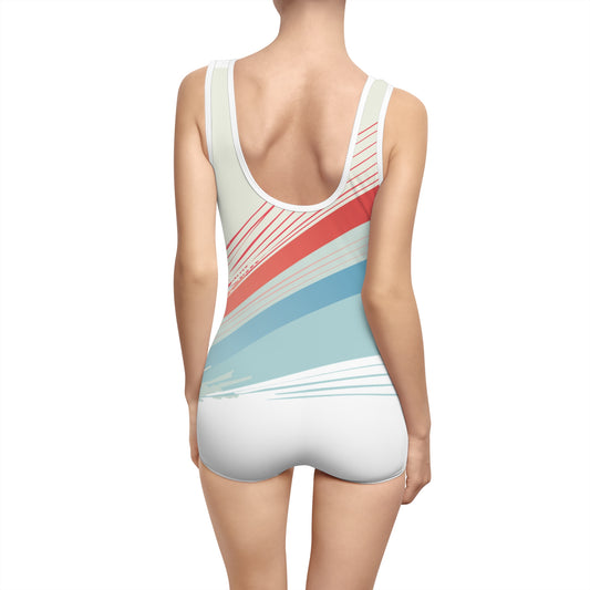 Women's Vintage Swimsuit with Retro Stripes